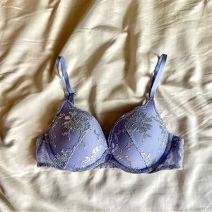 Victoria’s Secret Periwinkle Silver Metallic Dream Angels Push Up Bra